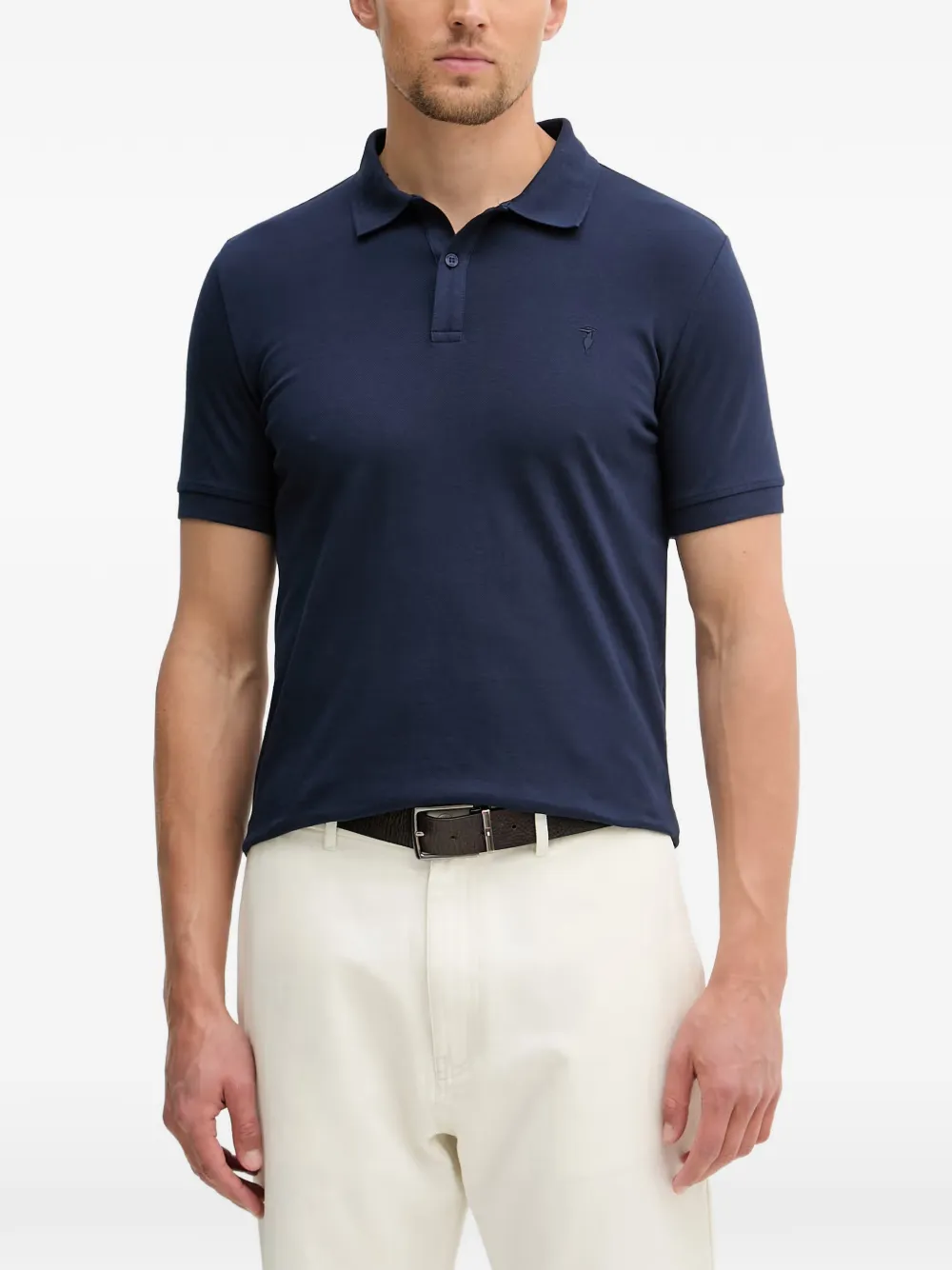 Trussardi logo-embroidered short-sleeve polo shirt - Blu