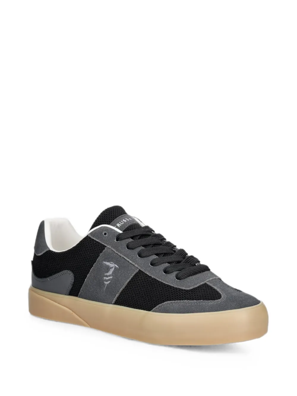 Trussardi panelled lace-up sneakers Zwart