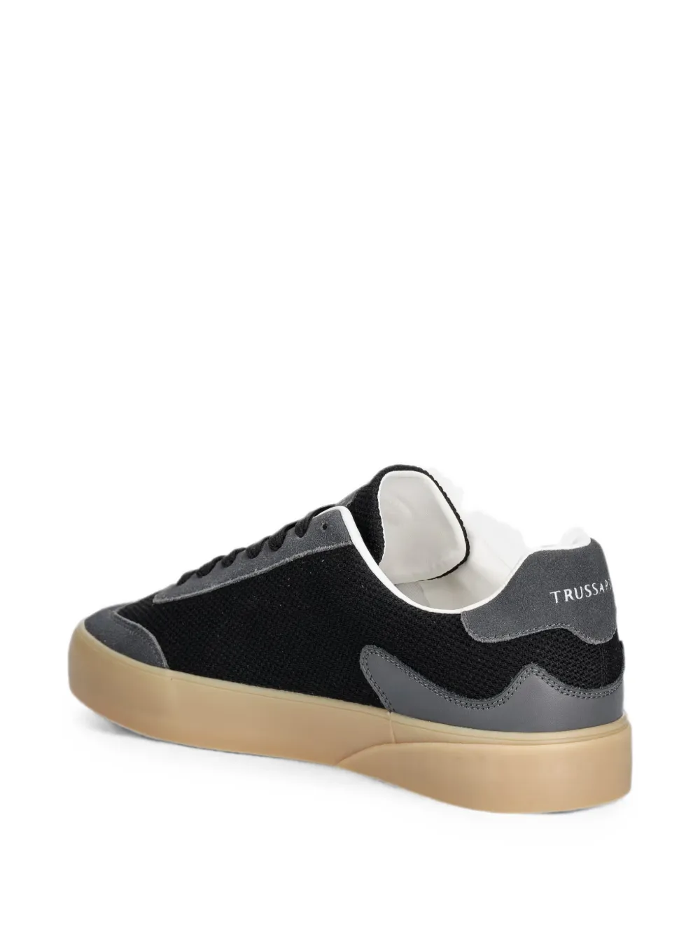 Trussardi panelled lace-up sneakers Zwart