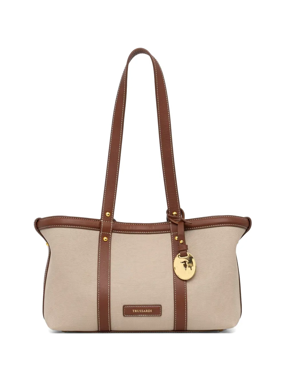 Trussardi small Elba contrast-trim canvas shoulder bag - Toni neutri