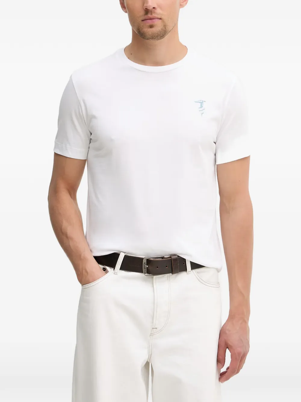 Trussardi T-shirt met logoprint met ronde hals Wit