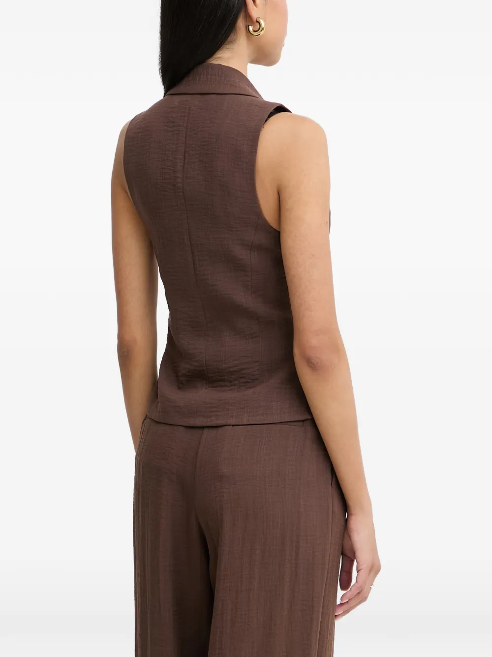 SIMONA CORSELLINI Button-up gilet met puntige revers Bruin