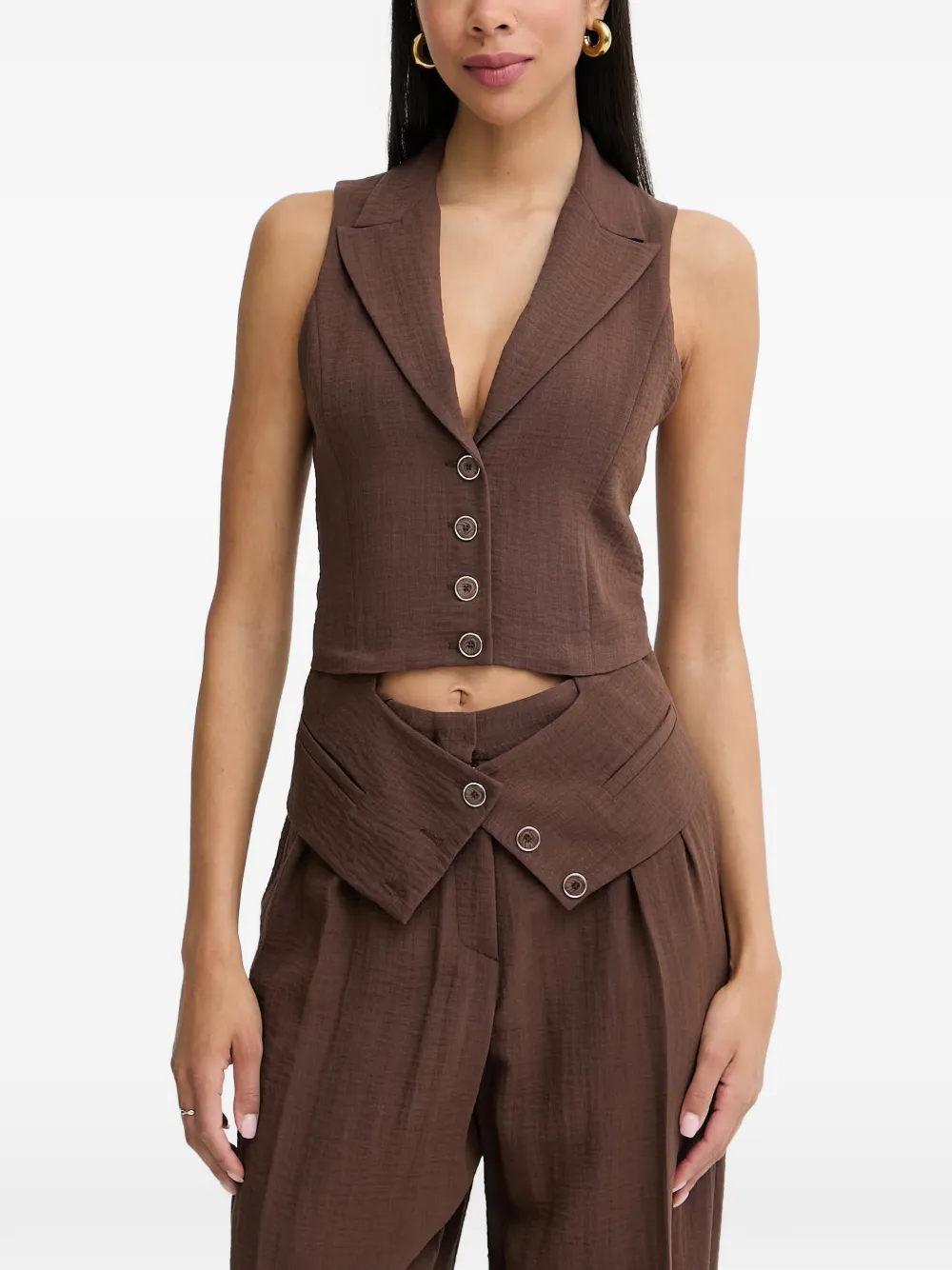 SIMONA CORSELLINI peaked-lapel button-up vest - Marrone