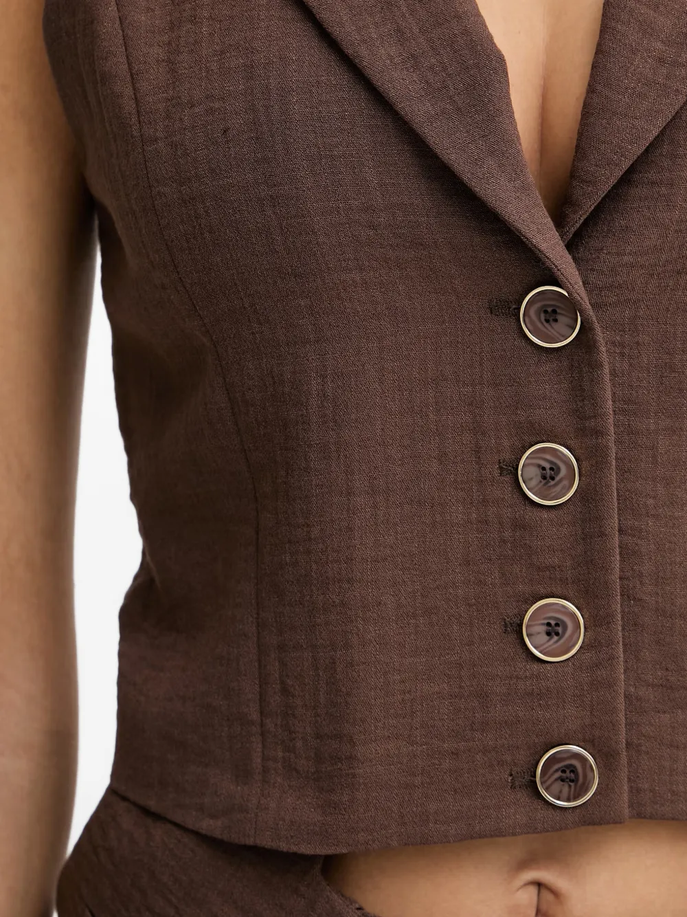 SIMONA CORSELLINI Button-up gilet met puntige revers Bruin