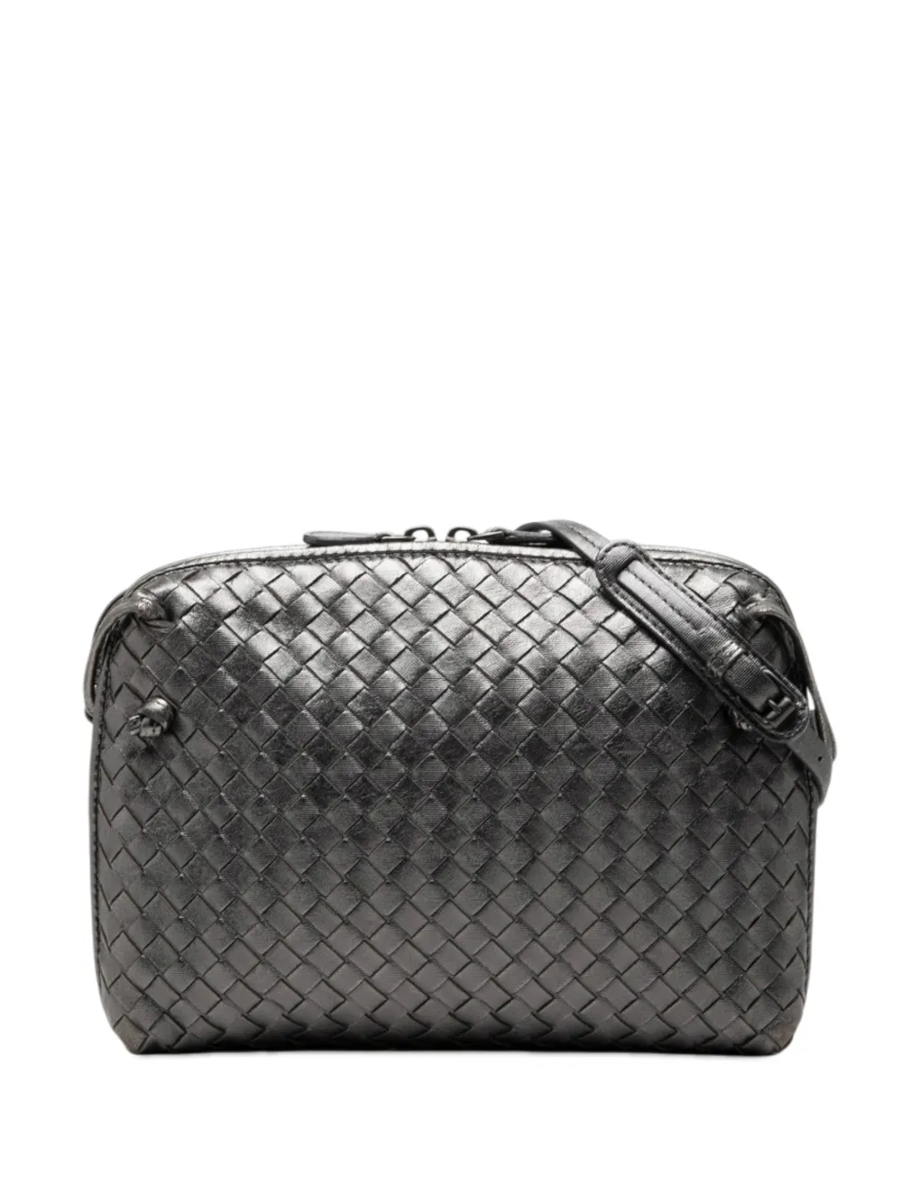 Bottega Veneta Pre-Owned 2012-2026 Metallic Nappa Intrecciato Nodini crossbody bag - Grigio