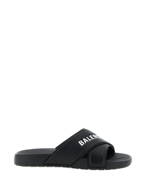 Balenciaga Sporty Pool Slide Sandals in Black