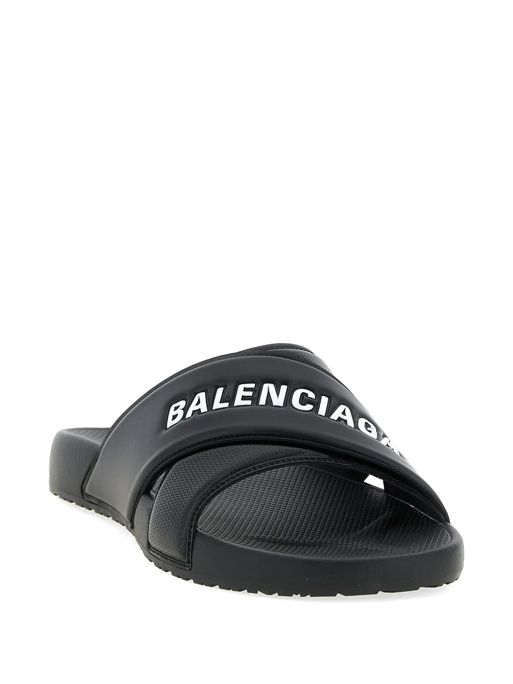 Balenciaga Sporty Pool embossed slides Zwart