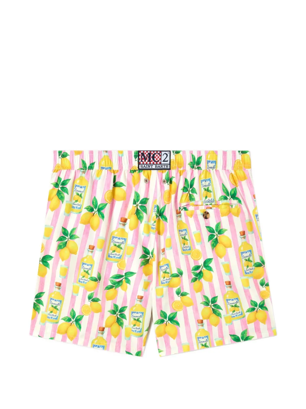 MC2 Saint Barth Lighting gestreepte zwembroek met Limoncello-print Wit