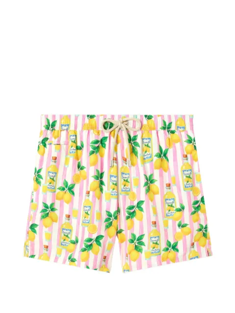 MC2 Saint Barth Lighting striped Limoncello-print swim shorts