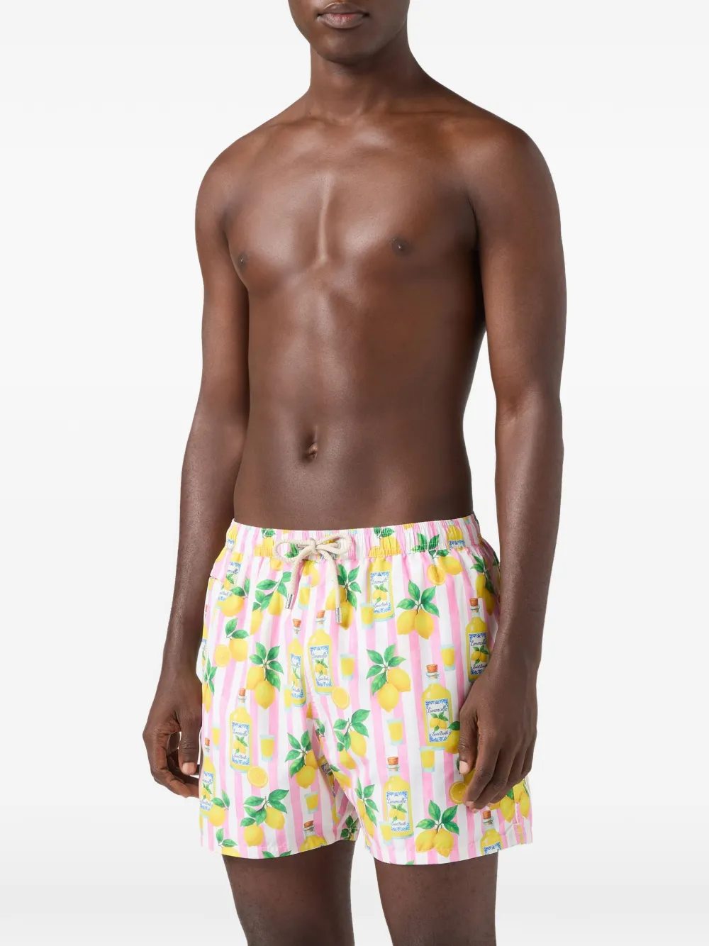 MC2 Saint Barth Lighting gestreepte zwembroek met Limoncello-print Wit