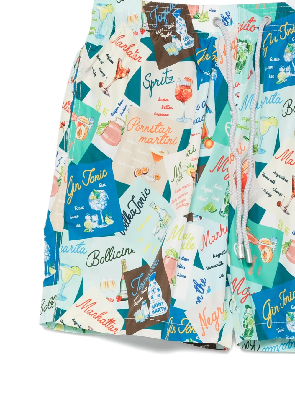 MC2 Saint Barth Zwembroek met cocktailprint en trekkoord Groen