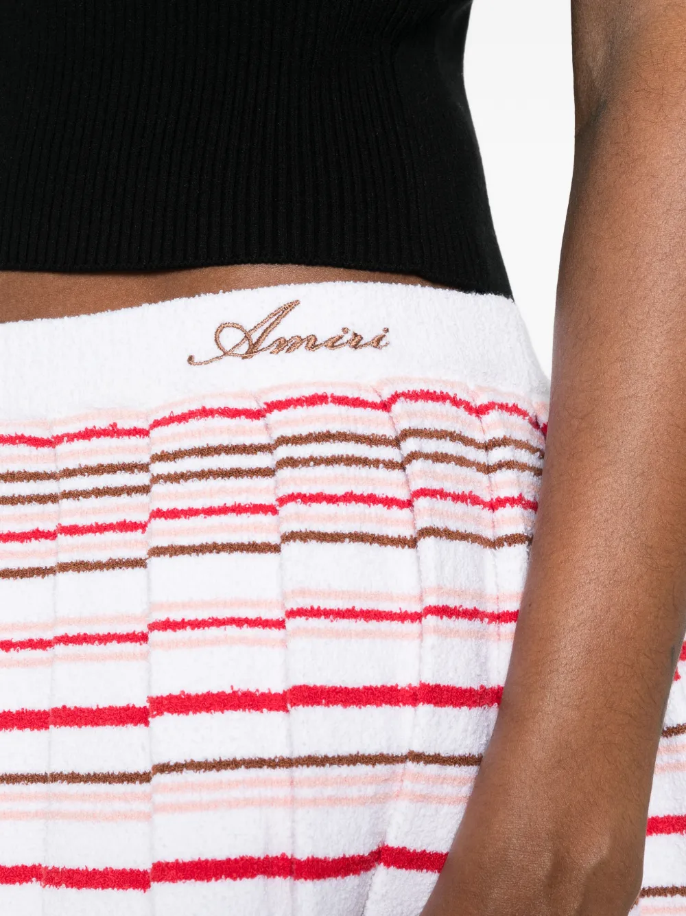 AMIRI Gestreepte mini-rok met plooien Wit