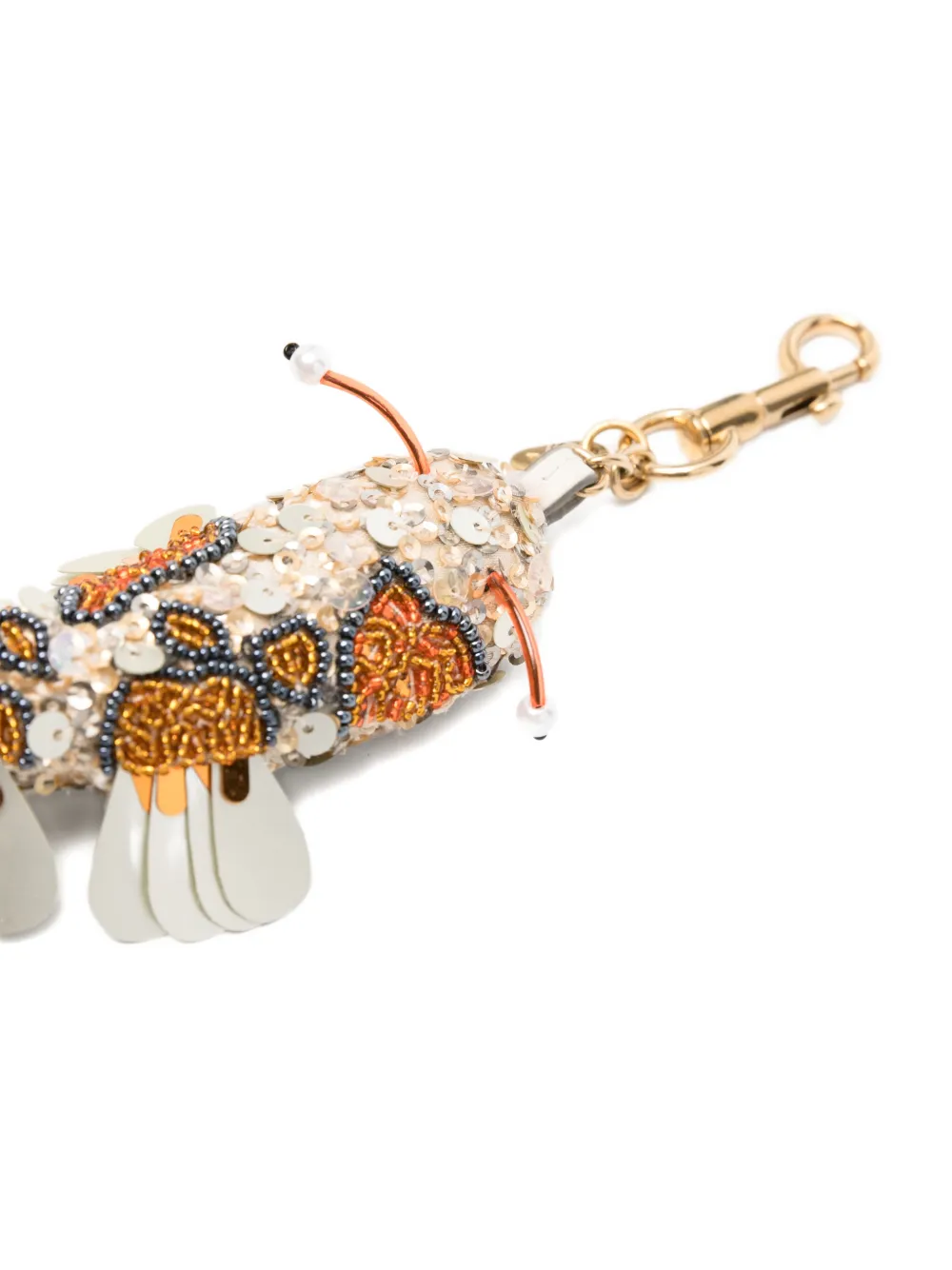 Anya Hindmarch Koi sleutelhanger met pailletten Beige