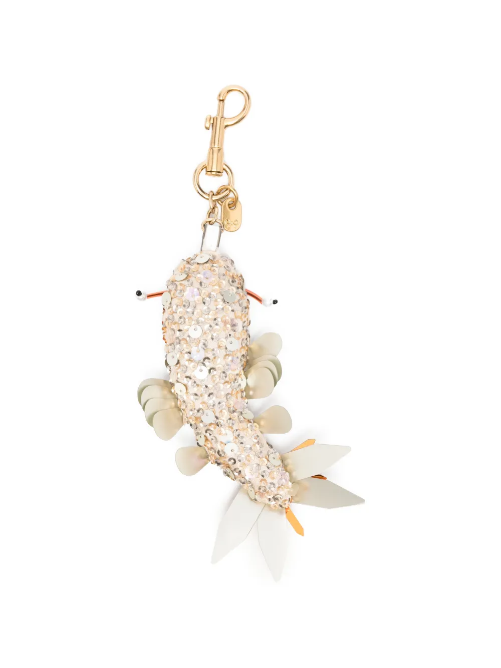 Anya Hindmarch Koi sleutelhanger met pailletten Beige
