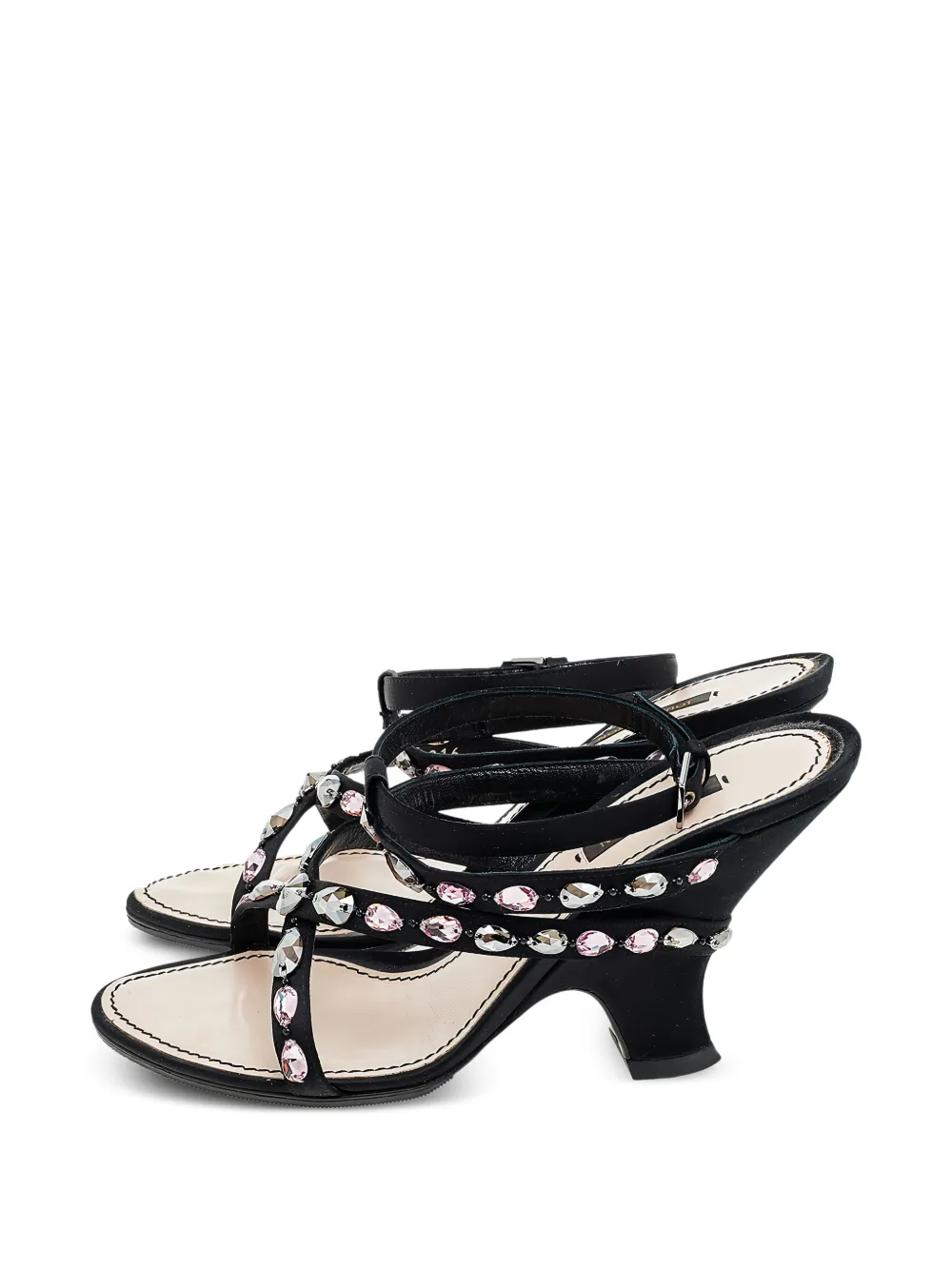 Louis Vuitton Pre-Owned crystal-embellished ankle-strap sandals - Nero