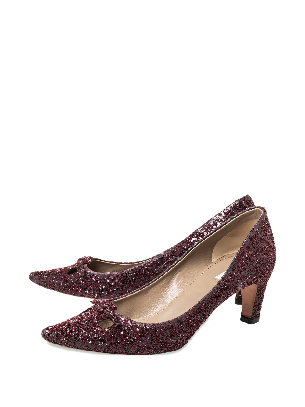 Pre-owned Marc Jacobs Bow-detail Glitter Pumps In Red