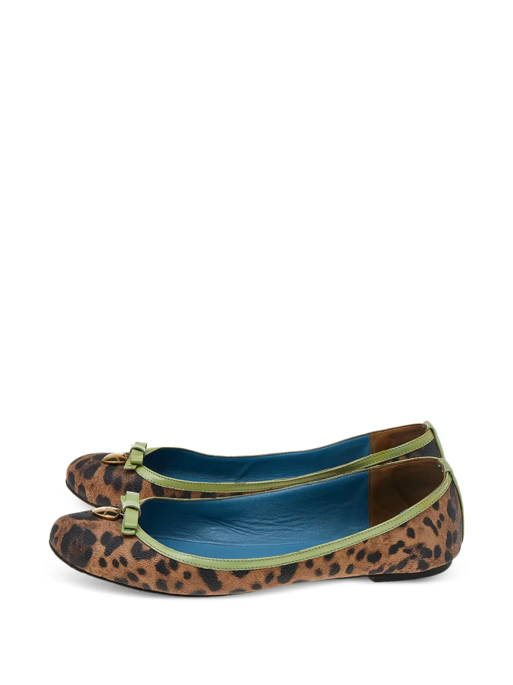 Dolce & Gabbana Pre-Owned leopard-print bow ballet flats - Marrone