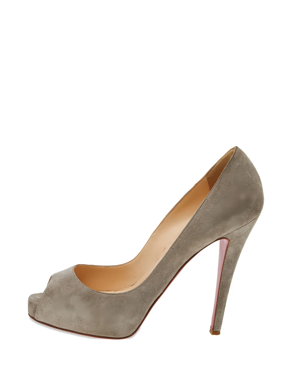 Pre-owned Christian Louboutin Prive Peep-toe Pumps In Gray