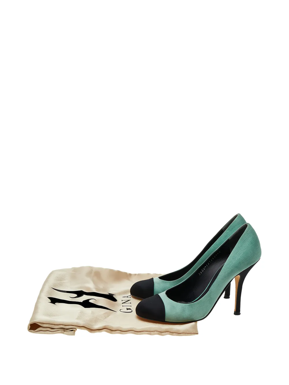 Pre-owned Gina Cap-toe Round-toe Pumps In Green