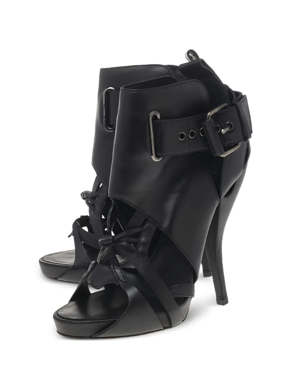 Givenchy Pre-Owned strappy peep-toe ankle boots - Nero