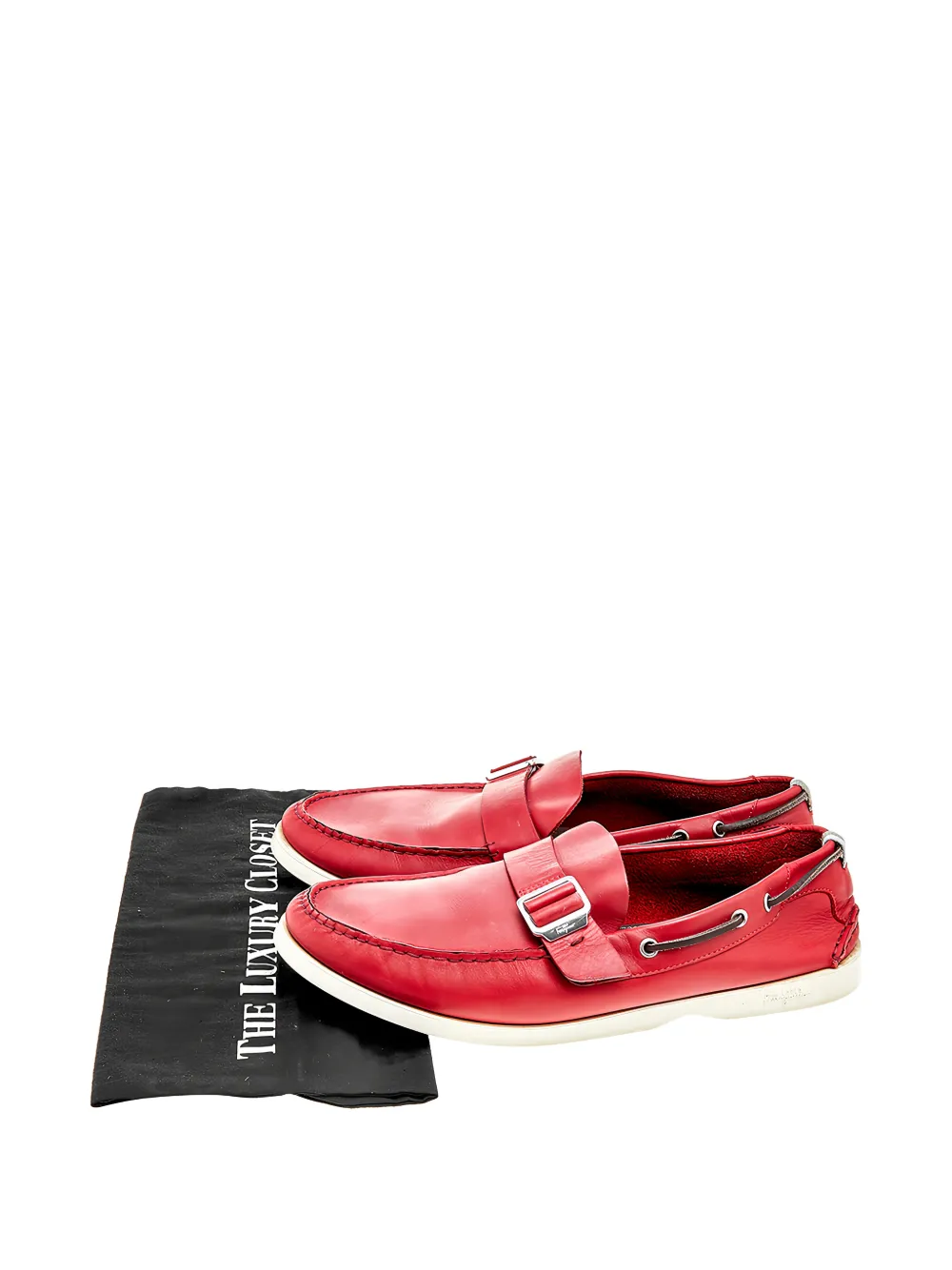 Ferragamo Pre-Owned buckle-strap leather loafers - Rot