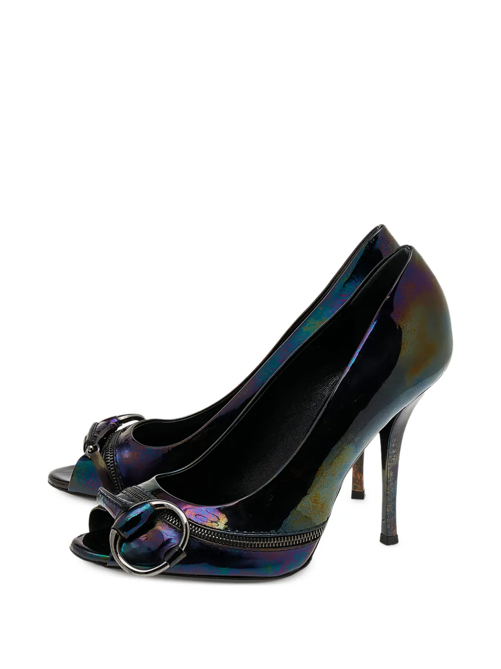 Gucci Pre-Owned 110mm Horsebit patent leather heeled pumps - Nero
