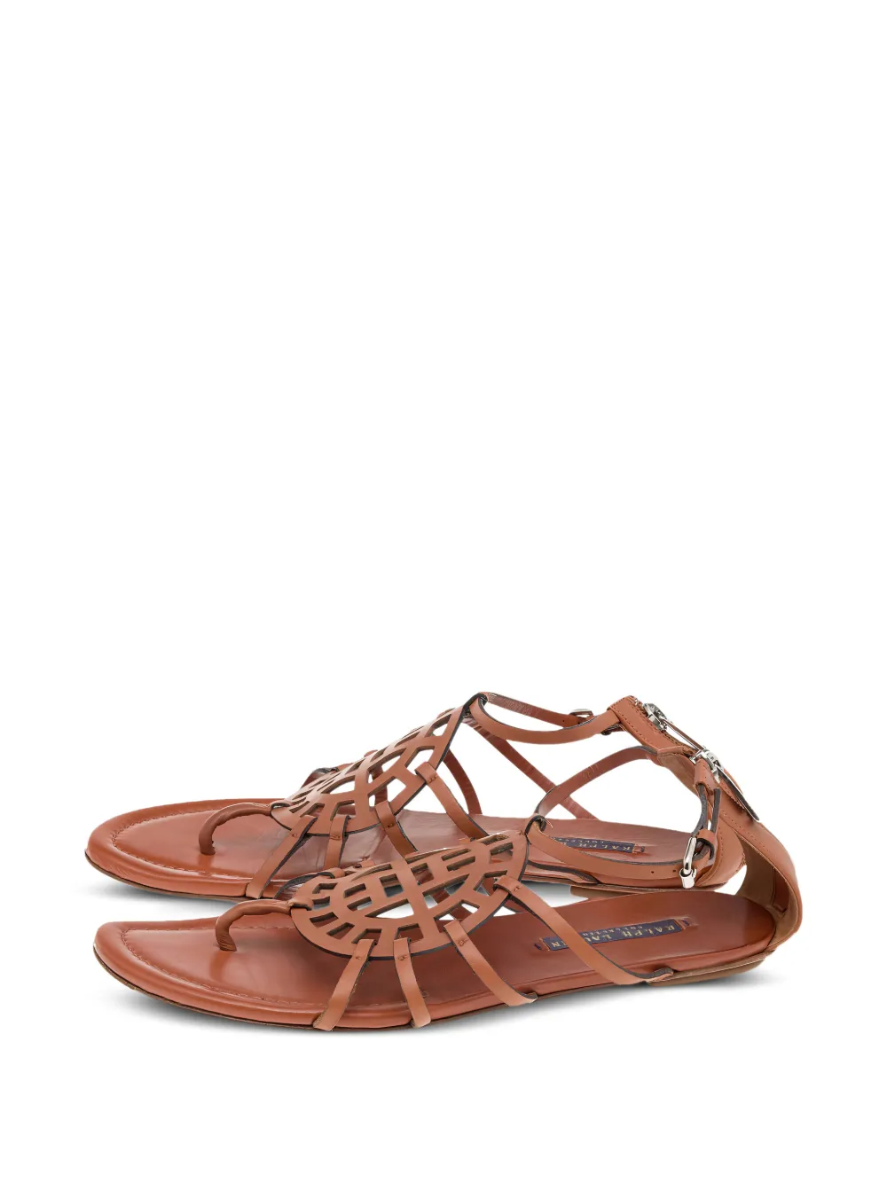 Ralph Lauren Collection leather flat sandals - Braun