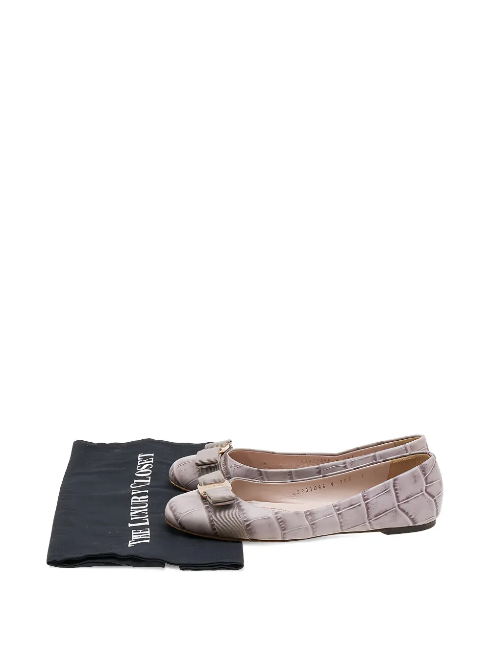 Ferragamo Pre-Owned Varina croc-embossed ballet flats - Grau