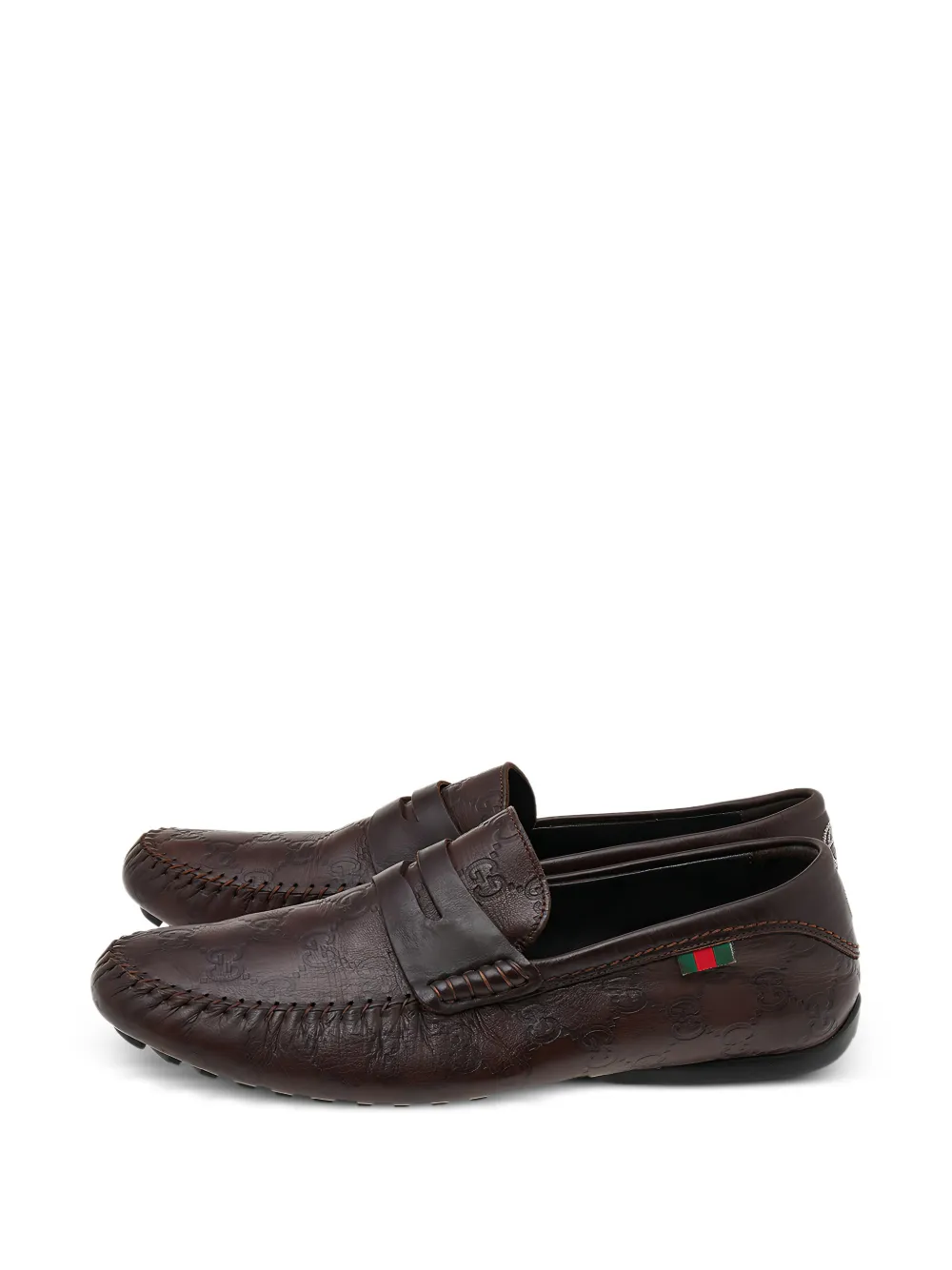 Gucci Pre-Owned Guccissima leather penny loafers - Braun