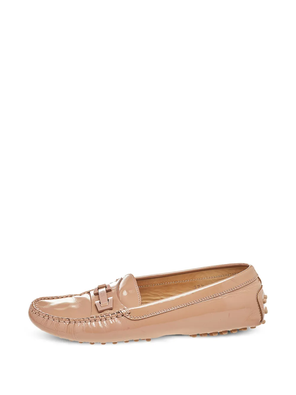 Tod's patent leather logo bit loafers - Nude