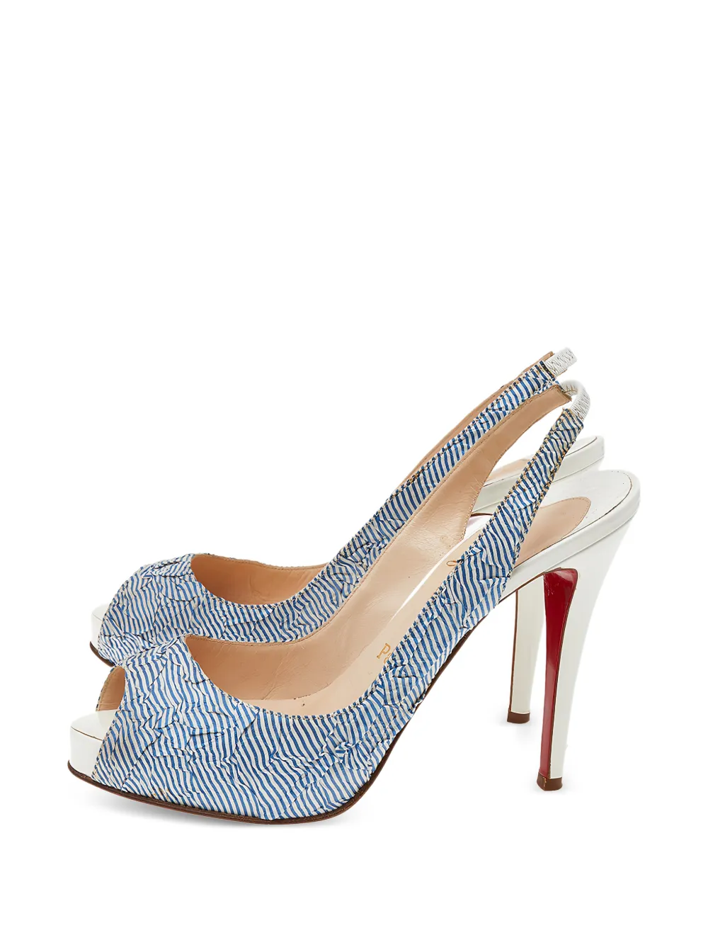 Christian Louboutin Pre-Owned Privé striped open-toe heeled pumps - Weiß