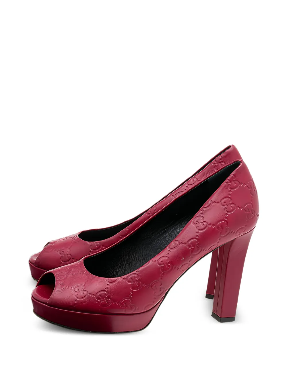 Gucci Pre-Owned Guccissima peep-toe platform pumps - Rosso