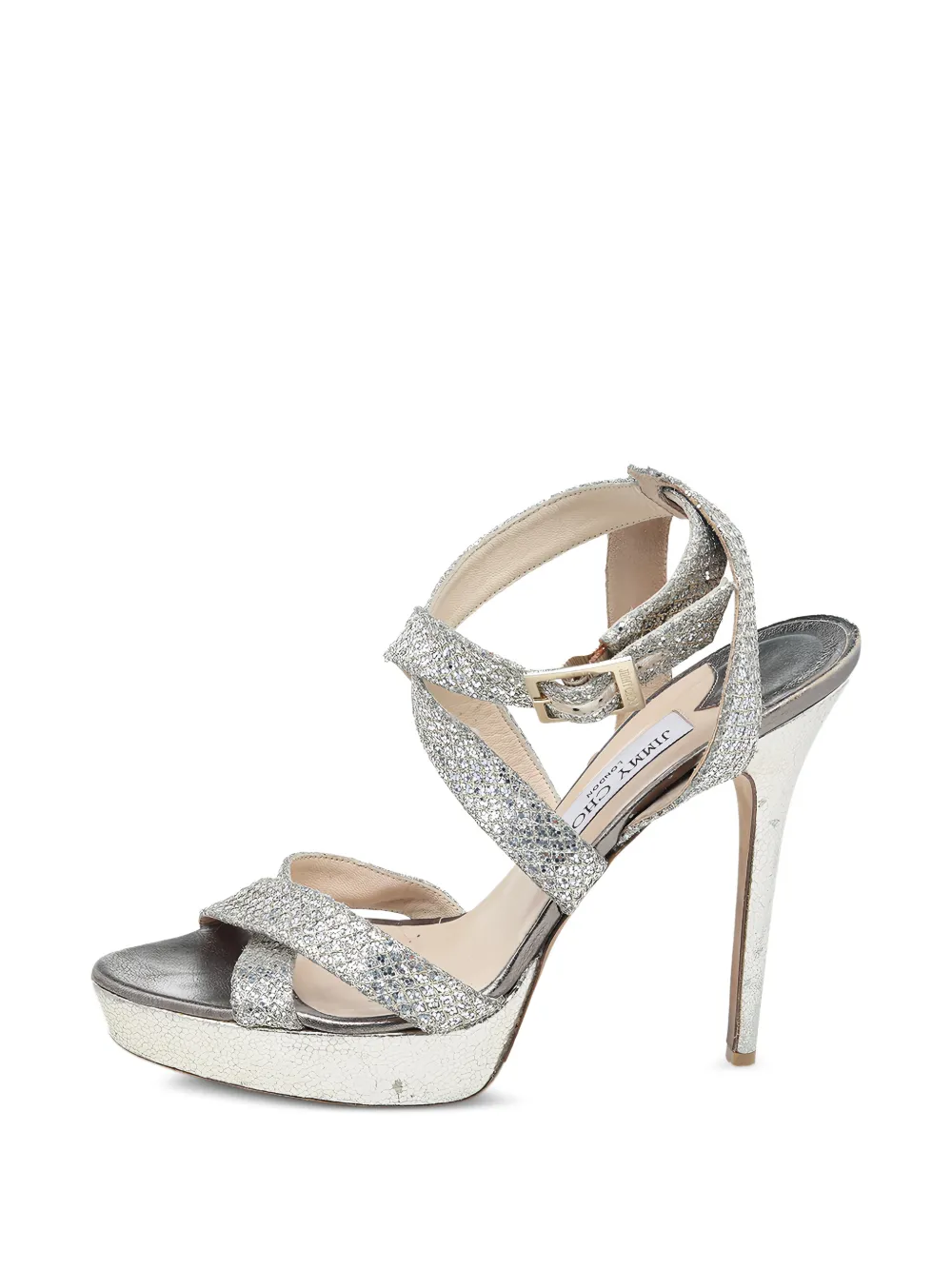 Jimmy Choo Pre-Owned glitter-embellished sandals - Argento