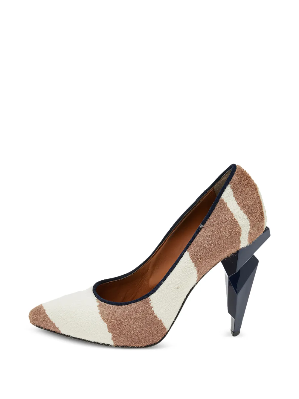 Fendi Pre-Owned Zebra-print calf hair pumps - Nude