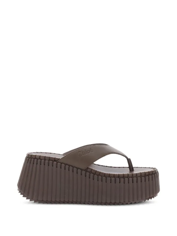 Chloé Nama Wedge Slide in Brown