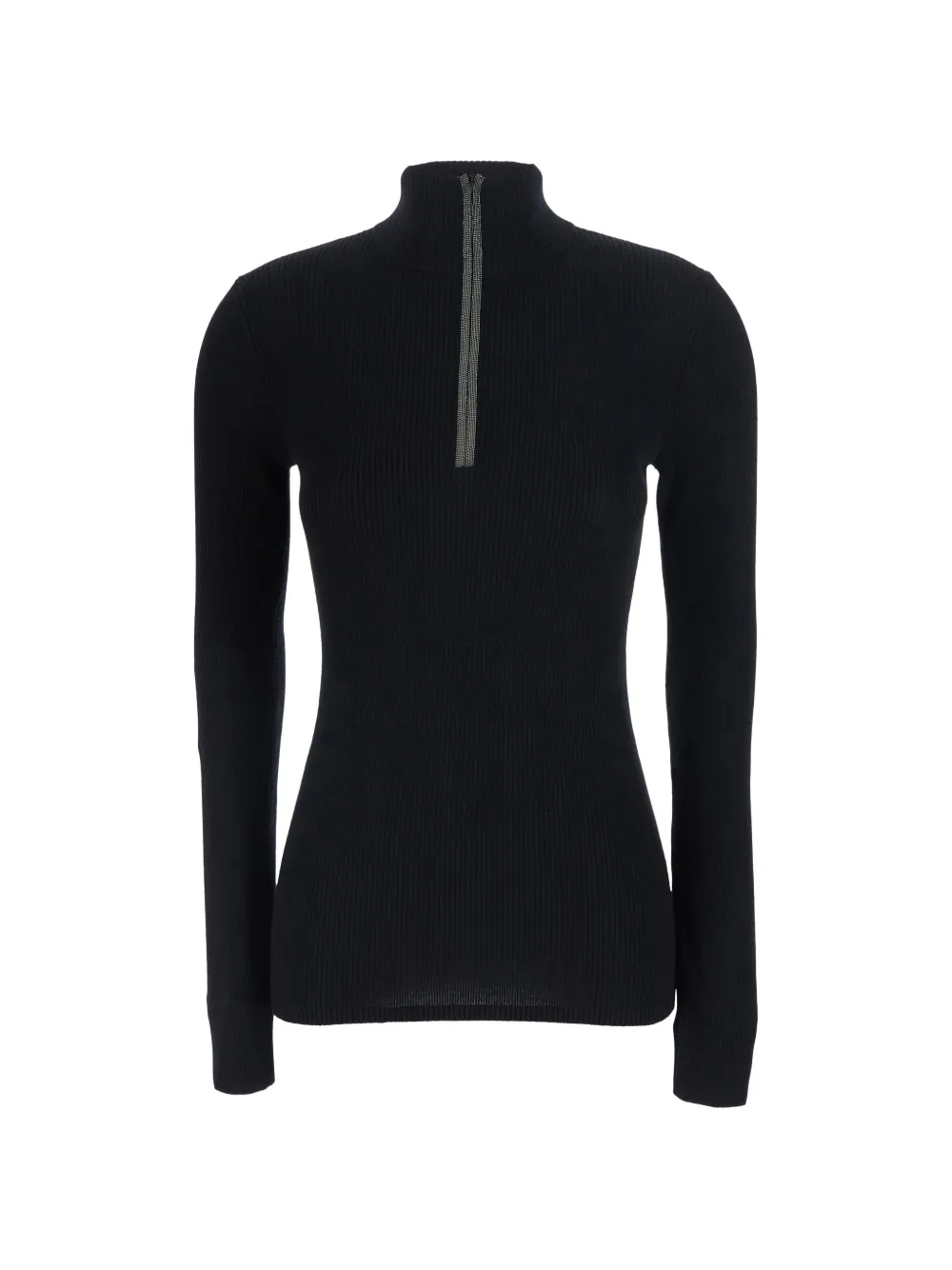 Brunello Cucinelli monili-embellished ribbed-knit sweater - Schwarz