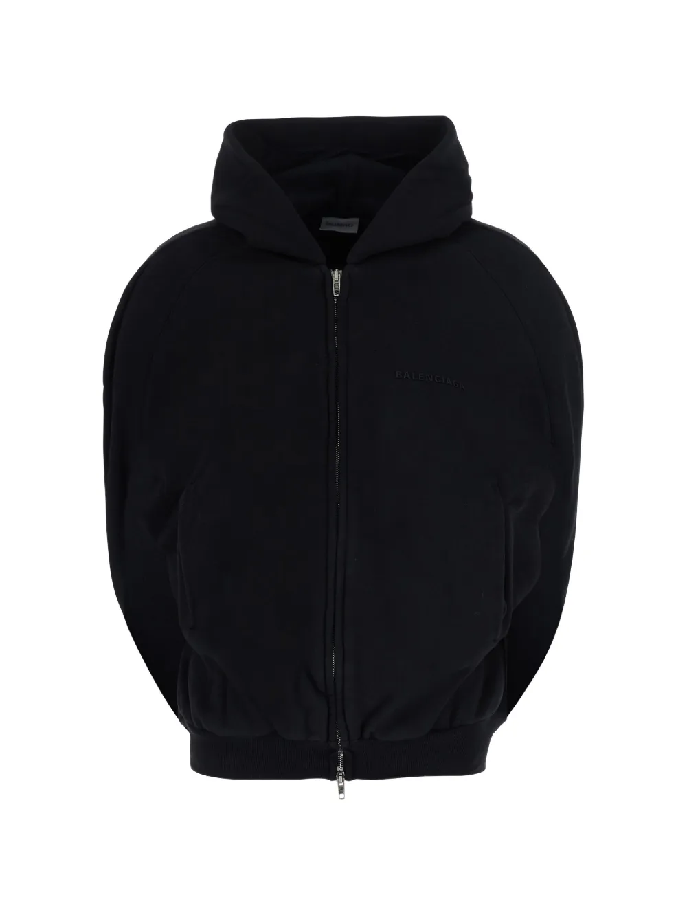 Balenciaga logo-print zip-up hoodie - Black