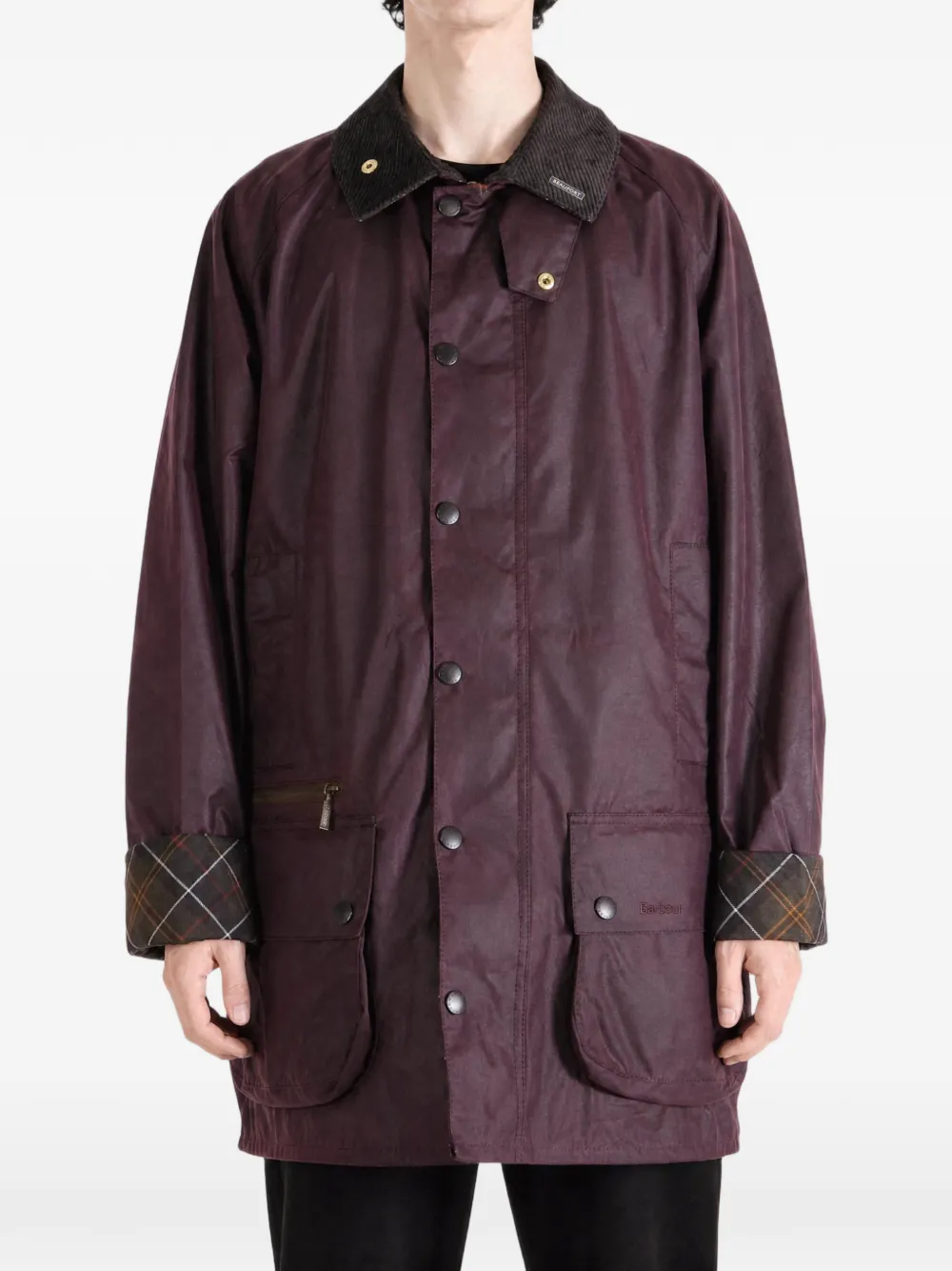 Barbour Beaufort jack met tartan afwerking Bruin