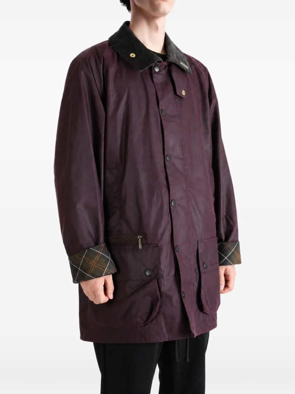 Barbour Beaufort jack met tartan afwerking Bruin