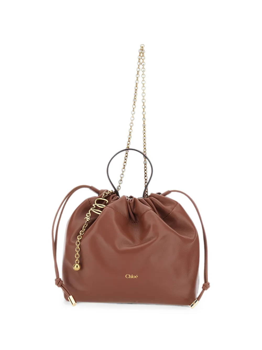 Chloé small drawstring leather shoulder bag - Brown