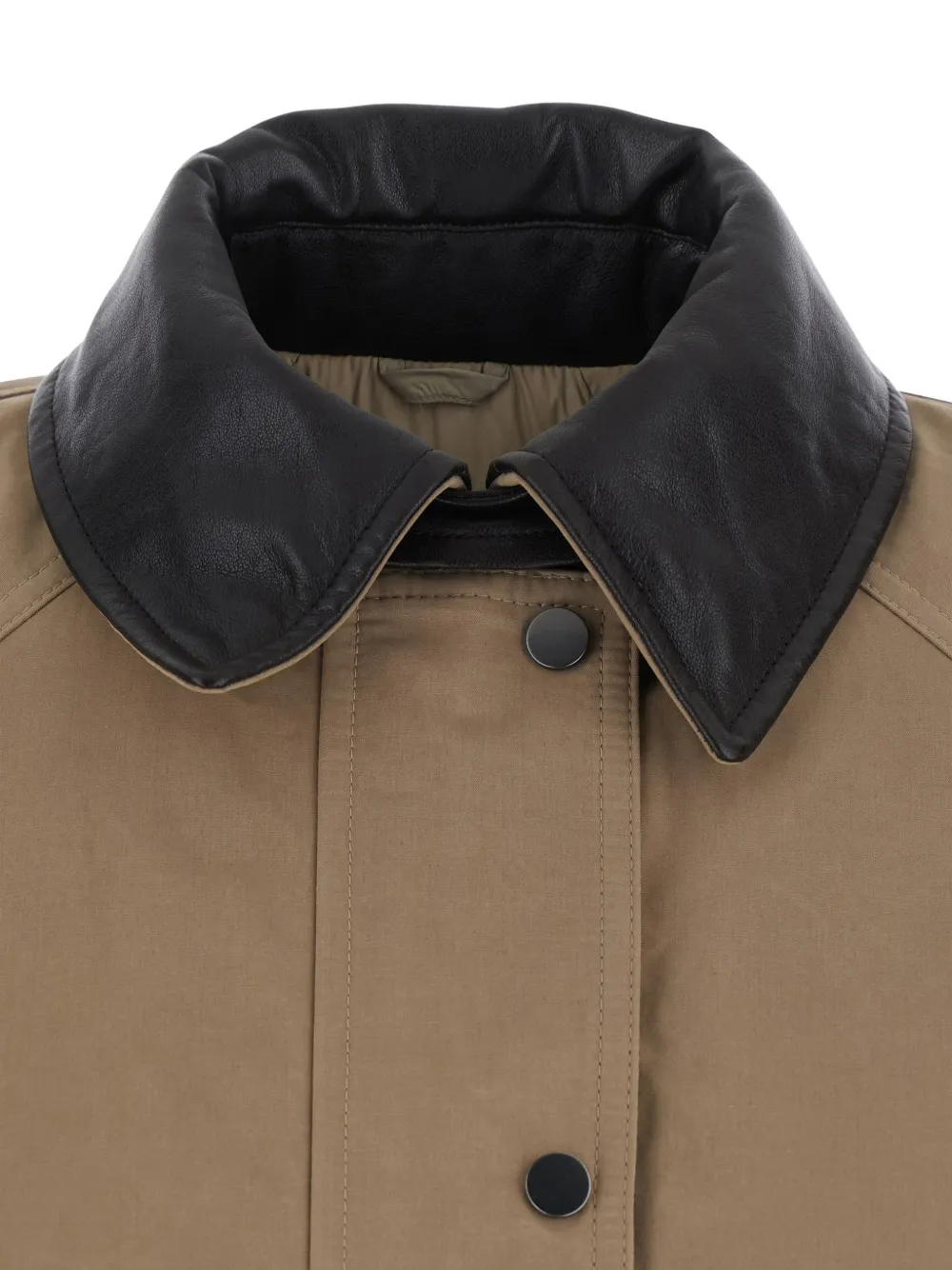 Brunello Cucinelli Jack van imitatieleer met vlakken en kraag Beige