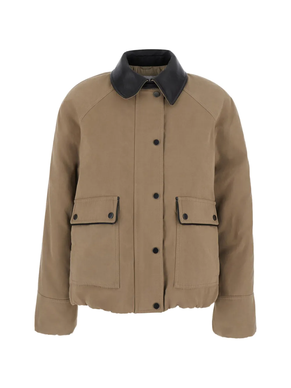 Brunello Cucinelli leather-trim panelled jacket - Nude