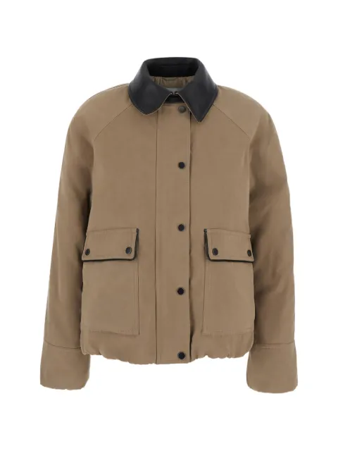 Brunello Cucinelli leather-trim panelled jacket