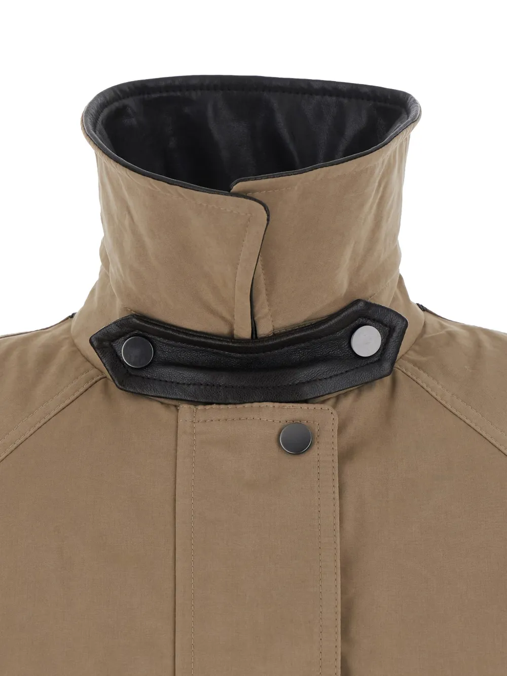 Brunello Cucinelli Jack van imitatieleer met vlakken en kraag Beige