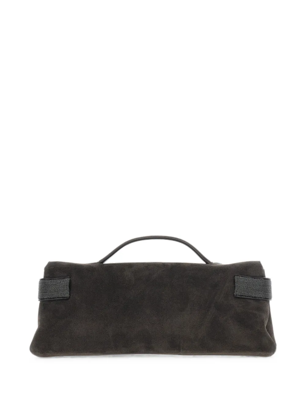Brunello Cucinelli monili-embellished suede clutch bag - Marrone
