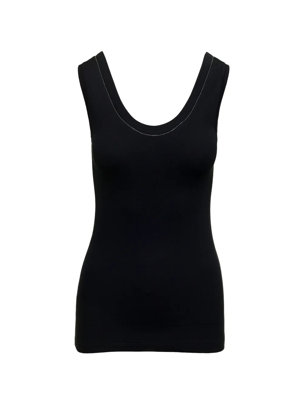 Brunello Cucinelli Monilli-detail ribbed-knit tank top - Nero