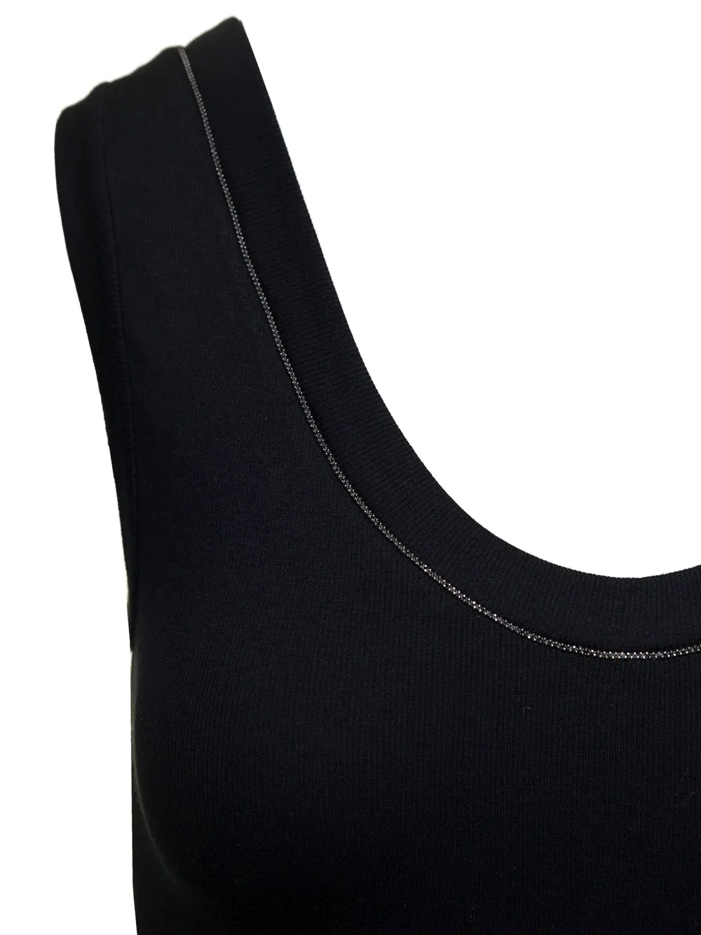 Brunello Cucinelli Ribgebreide tanktop met monilli-detail Zwart