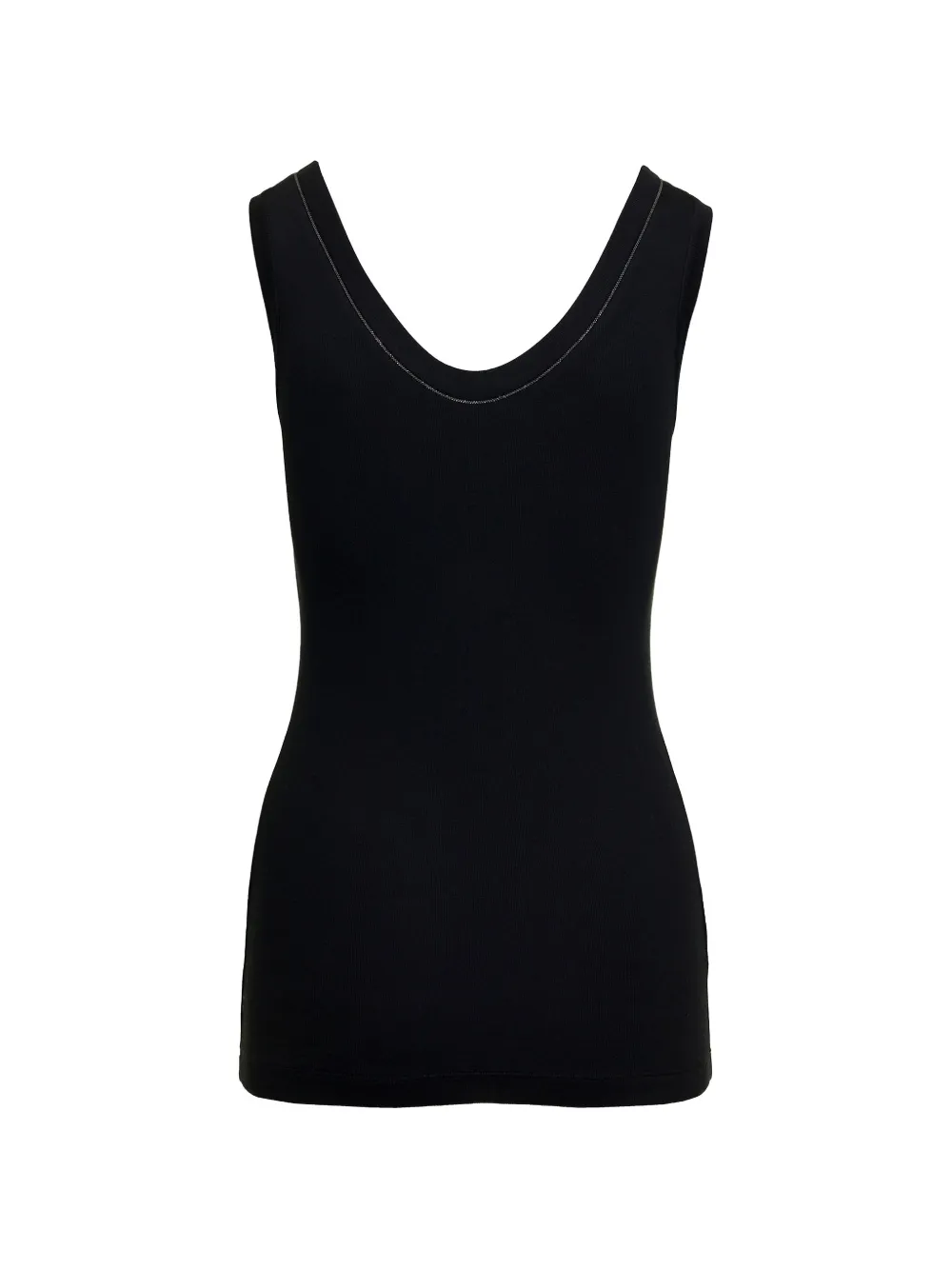 Brunello Cucinelli Ribgebreide tanktop met monilli-detail Zwart