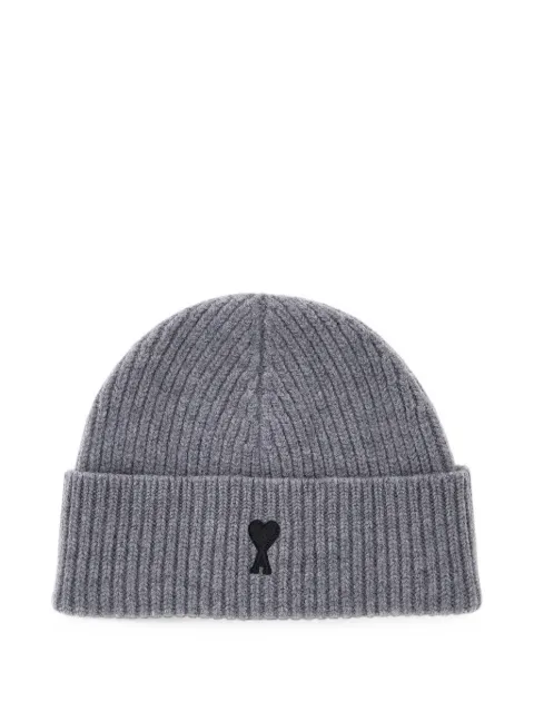 AMI Paris Ami de Coeur ribbed-knit beanie hat