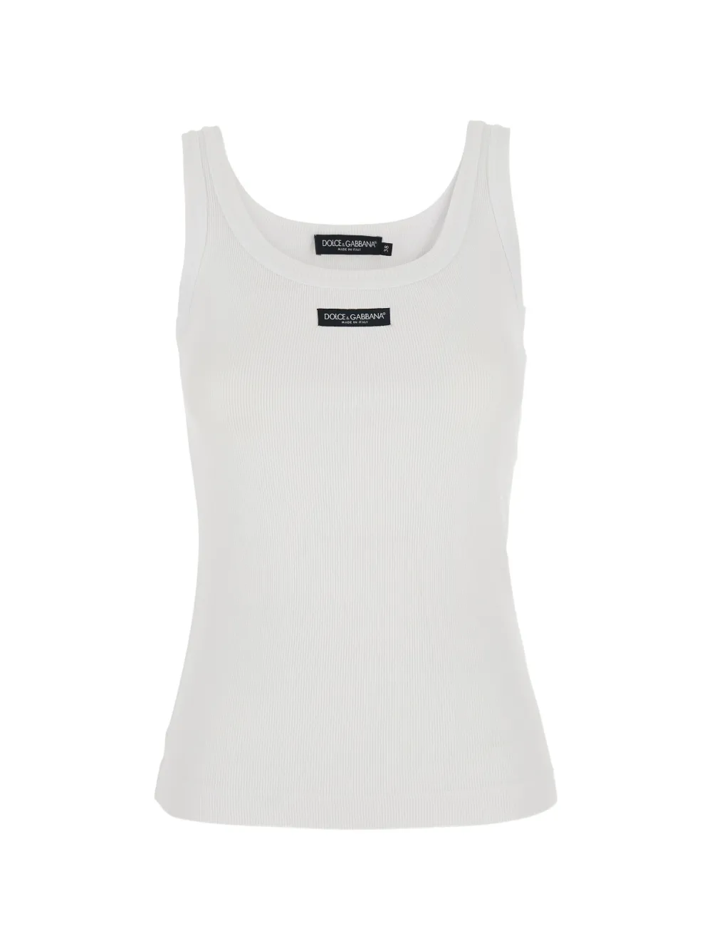 Dolce & Gabbana logo-patch ribbed-knit tank top - Bianco